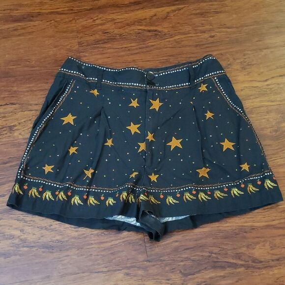 Farm Rio Celestial Starry Night Chic Edgy Feminine Dark Romantic Shorts Size M - Picture 1 of 5